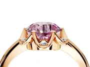 Floral Frame Engagement Ring Setting for Fancy Pink Round Cut Center with Accent Clusters and Prong Head in Rose Gold