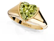 Tension Engagement Ring Setting for Fancy Yellow Heart-Shaped Center with Wide Tapered Band and Tension Head in Yellow Gold