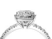 Solitaire Engagement Ring Setting for Princess Cut Center with Large Accent Band and Prong Head in White Gold