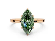Hidden Halo Engagement Ring Setting for Fancy Green Marquise Center with Plain Band and Tall Prong Head in Rose Gold