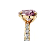 Solitaire Engagement Ring Setting for Fancy Pink Heart-Shaped Center with Fine Pave Narrow Band and Prong Head in Yellow Gold