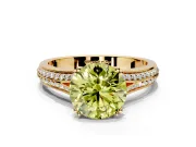 Solitaire Engagement Ring Setting for Fancy Yellow Round Cut Center with Pave Rail Split Shank and Prong Head in Yellow Gold