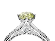 Solitaire Engagement Ring Setting for Fancy Yellow Marquise Center with Milgrain Cathedral Band and Prong Head in Sterling Silver