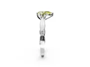 Solitaire Engagement Ring Setting for Fancy Yellow Pear-Shaped Center with Carved Leaf Shoulders and Prong Head in Sterling Silver
