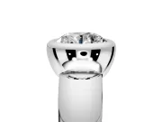 Solitaire Engagement Ring Setting for Round Cut Center with Wide Band and Bezel Head in Sterling Silver