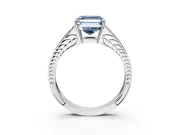 Split Shank Engagement Ring Setting for Fancy Blue Asscher Cut Center with Pave Split Shank and Prong Head in Platinum