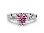 5 Stone Engagement Ring Setting for Fancy Pink Heart-Shaped Center with Plain Band and Prong Head in White Gold