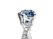 Solitaire Engagement Ring Setting for Fancy Blue Heart-Shaped Center with Half-Pave Crossover Band and Prong Head in Sterling Silver