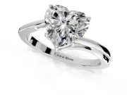 Solitaire Engagement Ring Setting for Heart-Shaped Center with Plain Bypass Twist Band and Prong Head in Sterling Silver