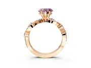 Solitaire Engagement Ring Setting for Fancy Pink Heart-Shaped Center with Bar-Station Pave Twist and Prong Head in Rose Gold