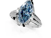 Solitaire Engagement Ring Setting for Fancy Blue Marquise Center with Accented Split Shank and Prong Head in White Gold