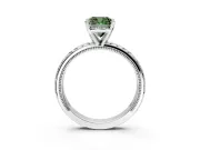 Solitaire Engagement Ring Setting for Fancy Green Cushion Cut Center with Milgrain X Pattern Band and Prong Head in Platinum