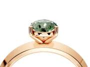 Solitaire Engagement Ring Setting for Fancy Green Pear-Shaped Center with Wide Knife Ridge Band and Prong Head in Rose Gold
