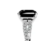 Solitaire Engagement Ring Setting for Fancy Black Asscher Cut Center with Twisted Pave Split Shank and Prong Head in Sterling Silver