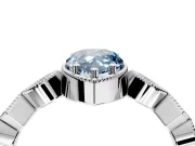 Milgrain Bezel Engagement Ring Setting for Fancy Blue Pear-Shaped Center with Marquise Stations and Bezel Head in Sterling Silver