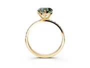 Solitaire Engagement Ring Setting for Fancy Green Heart-Shaped Center with Pave Accents and Prong Head in Yellow Gold