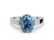 Solitaire Engagement Ring Setting for Fancy Blue Oval Center with Tapered Split Shoulders and Prong Head in Platinum