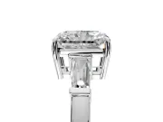 3 Stone Engagement Ring Setting for Radiant Cut Center with Baguette Accents and Prong Head in White Gold