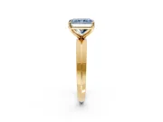 Solitaire Engagement Ring Setting for Fancy Blue Radiant Cut Center with Wide Knife Ridge Band and Prong Head in Yellow Gold