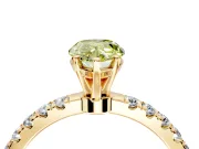 Open Basket Engagement Ring Setting for Fancy Yellow Pear-Shaped Center with Pave Band and Prong Head in Yellow Gold