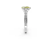 Cluster Engagement Ring Setting for Fancy Yellow Pear-Shaped Center with Bezel Accent Clusters and Prong Head in Sterling Silver