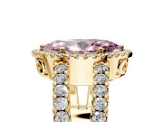 Halo Engagement Ring Setting for Fancy Pink Marquise Center with Wide-Open Pave Split Shank and Prong Head in Yellow Gold