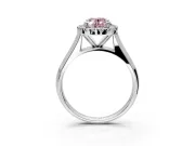 Halo Engagement Ring Setting for Fancy Pink Oval Center with Square Band and Prong Head in Platinum