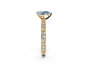 Solitaire Engagement Ring Setting for Fancy Blue Pear-Shaped Center with Milgrain-Edged Pave Band and Prong Head in Yellow Gold