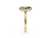 Hidden Halo Engagement Ring Setting for Fancy Green Marquise Center with Thin Round-Wire Band and Prong Head in Yellow Gold