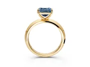 Solitaire Engagement Ring Setting for Fancy Blue Asscher Cut Center with Wide Knife Ridge Band and Prong Head in Yellow Gold