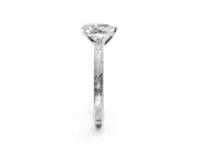 Solitaire Engagement Ring Setting for Pear-Shaped Center with Engraved Milgrain Band and Prong Head in White Gold
