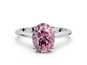 Solitaire Engagement Ring Setting for Fancy Pink Oval Center with Knife Ridge Band and Claw Prong Head in Sterling Silver