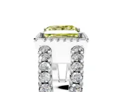 Halo Engagement Ring Setting for Fancy Yellow Princess Cut Center with Wide-Open Pave Split Shank and Prong Head in Sterling Silver