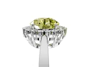 Starburst Halo Engagement Ring Setting for Fancy Yellow Round Cut Center with Flat Cathedral Band and Prong Head in White Gold