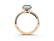 Solitaire Engagement Ring Setting for Fancy Blue Asscher Cut Center with Multi-Row Pave Accents and Basket Head in Rose Gold