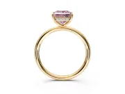 Solitaire Engagement Ring Setting for Fancy Pink Princess Cut Center with Plain Band, Open Basket and Prong Head in Yellow Gold