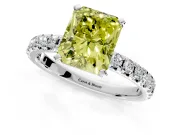 Solitaire Engagement Ring Setting for Fancy Yellow Radiant Cut Center with Large Accents and Prong Head in Sterling Silver