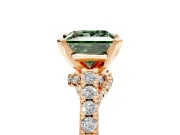 Solitaire Engagement Ring Setting for Fancy Green Princess Cut Center with Crossover Accents and Prong Head in Rose Gold
