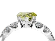 5 Stone Engagement Ring Setting for Fancy Yellow Heart-Shaped Center with Plain Band and Prong Head in Sterling Silver
