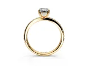Solitaire Engagement Ring Setting for Emerald Cut Center with Fine Pave Band and Prong Head in Yellow Gold