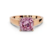Solitaire Engagement Ring Setting for Fancy Pink Cushion Cut Center with Tapered Split Shoulders and Prong Head in Rose Gold