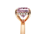 Solitaire Engagement Ring Setting for Fancy Pink Princess Cut Center with Fine Wire Band and Prong Head in Rose Gold