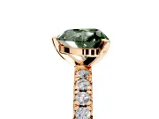 Solitaire Engagement Ring Setting for Fancy Green Heart-Shaped Center with Large Accents and Prong Head in Rose Gold