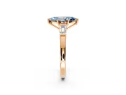 3 Stone Engagement Ring Setting for Fancy Blue Marquise Center with Channel Baguette Accents and Prong Head in Rose Gold