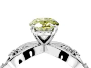 Solitaire Engagement Ring Setting for Fancy Yellow Oval Center with Criss-Cross Accent Band and Prong Head in White Gold