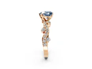 Solitaire Engagement Ring Setting for Fancy Blue Heart-Shaped Center with Bar-Station Pave Twist and Prong Head in Rose Gold