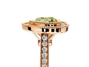 Halo Engagement Ring Setting for Fancy Yellow Heart-Shaped Center with Milgrain Frame, Pave Band and Prong Head in Rose Gold