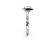 Halo Engagement Ring Setting for Fancy Blue Princess Cut Center with Pave and Plain Twist Band and Prong Head in White Gold