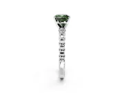 Solitaire Engagement Ring Setting for Fancy Green Cushion Cut Center with Bezel-Dot Beaded Band and Prong Head in Platinum