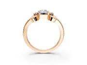Solitaire Engagement Ring Setting for Emerald Cut Center with Twisted Band and Scroll Prong Head in Rose Gold